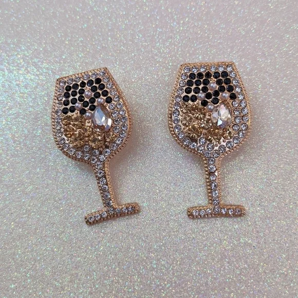 Rhinestone crystal bling wine stud earrings - Picture 3 of 8